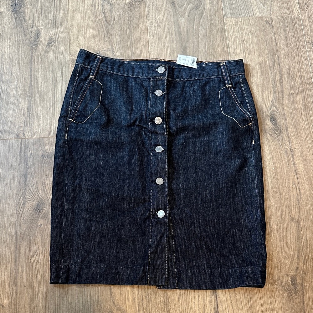 J. Crew Indigo Denim Skirt with Button Detail